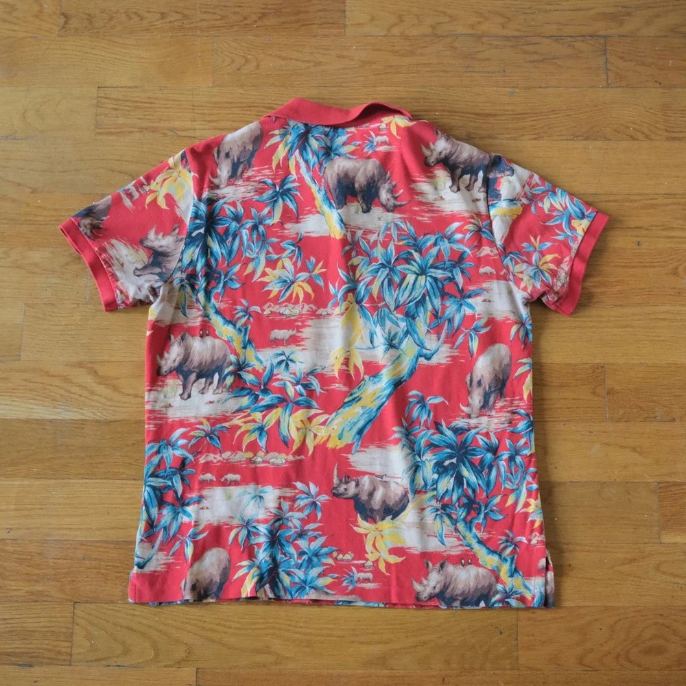 Polo Ralph Lauren Rhino Shirt Mens Red Tropical Safari Custom Fit Large Polo